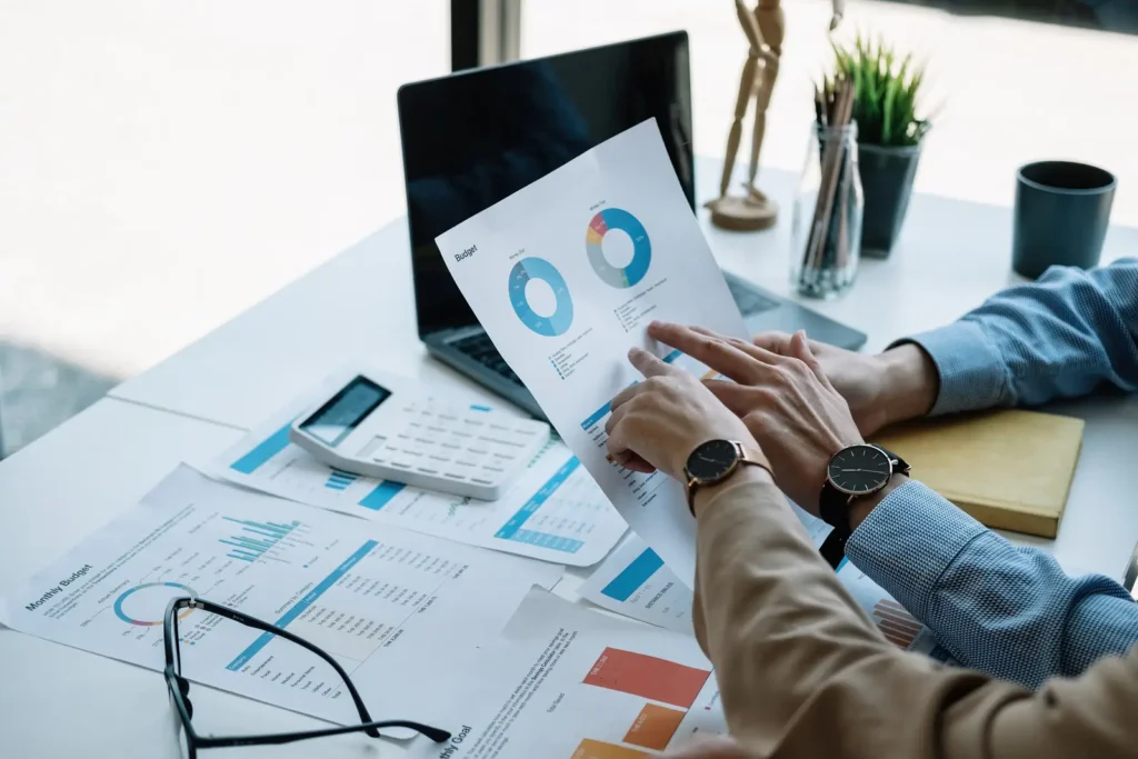 Accountant preparing business financial statements and tax returns